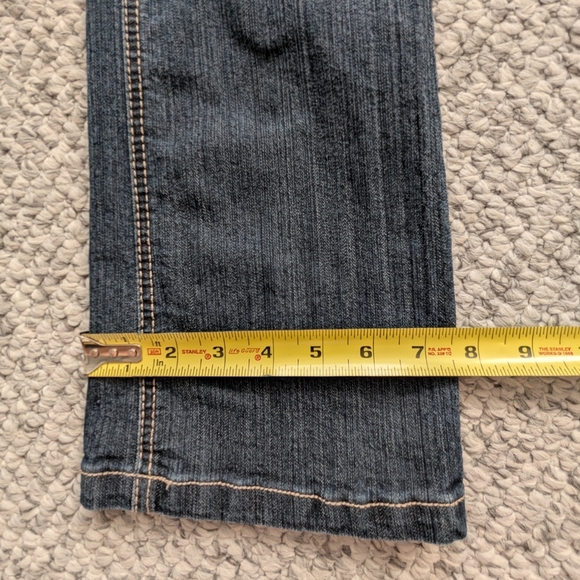 Suko Women's (Size 8P) Blue Partially Distressed Boot Cut Elastic Waist Jeans - Picture 4 of 12